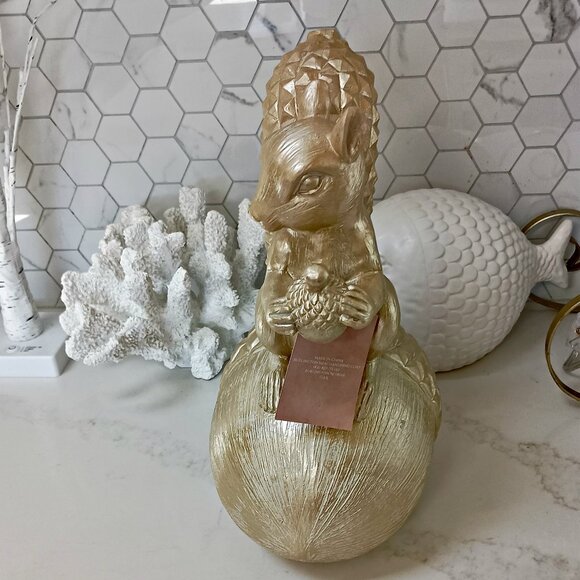 NEW! BOHO FARMHOUSE Large 14" SQUIRREL ACORN DECOR - Picture 3 of 5